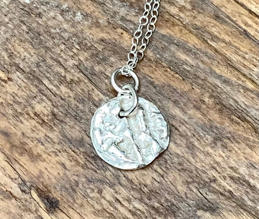 Coastal Collection - Recycled silver droplet pendant. - water on sand