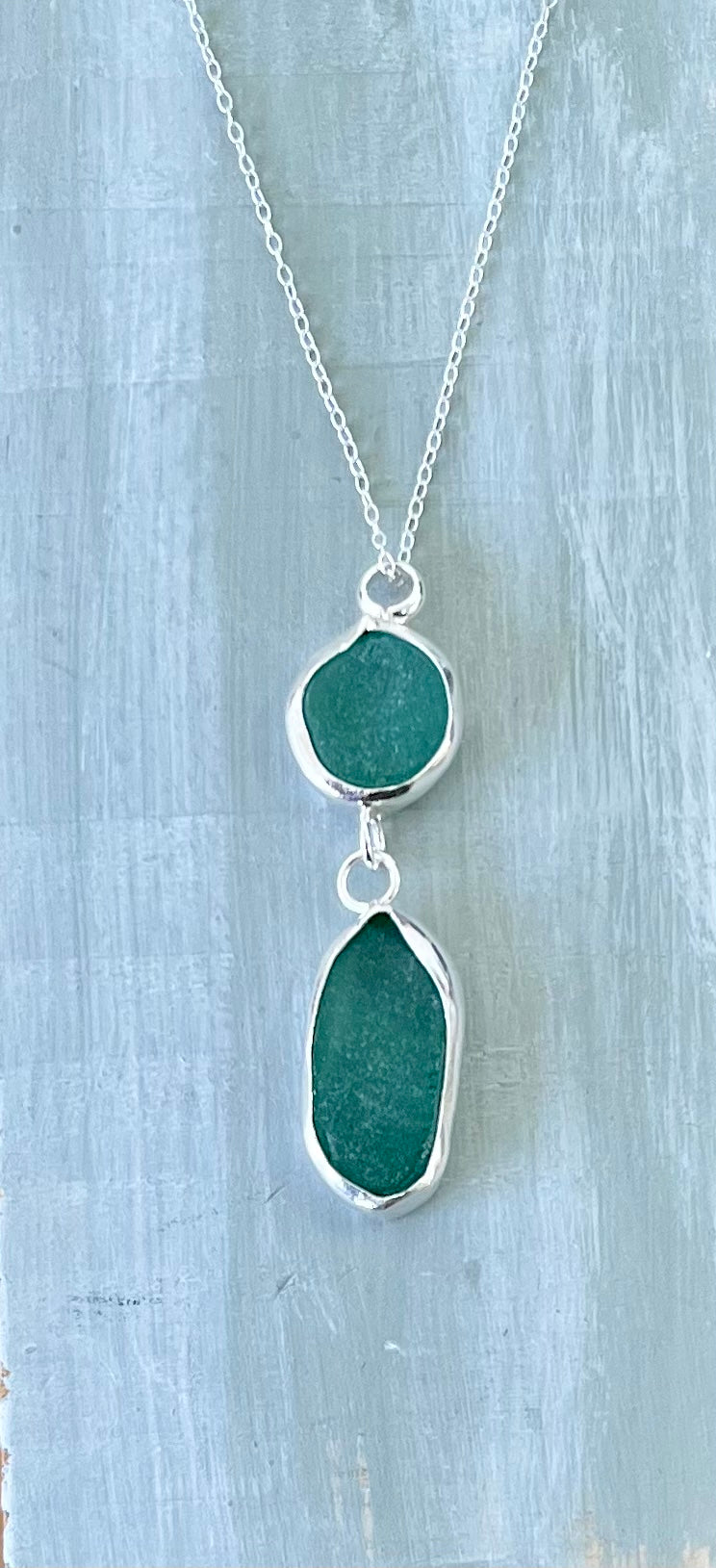 Coastal Collection - Light Teal seaglass double pendant