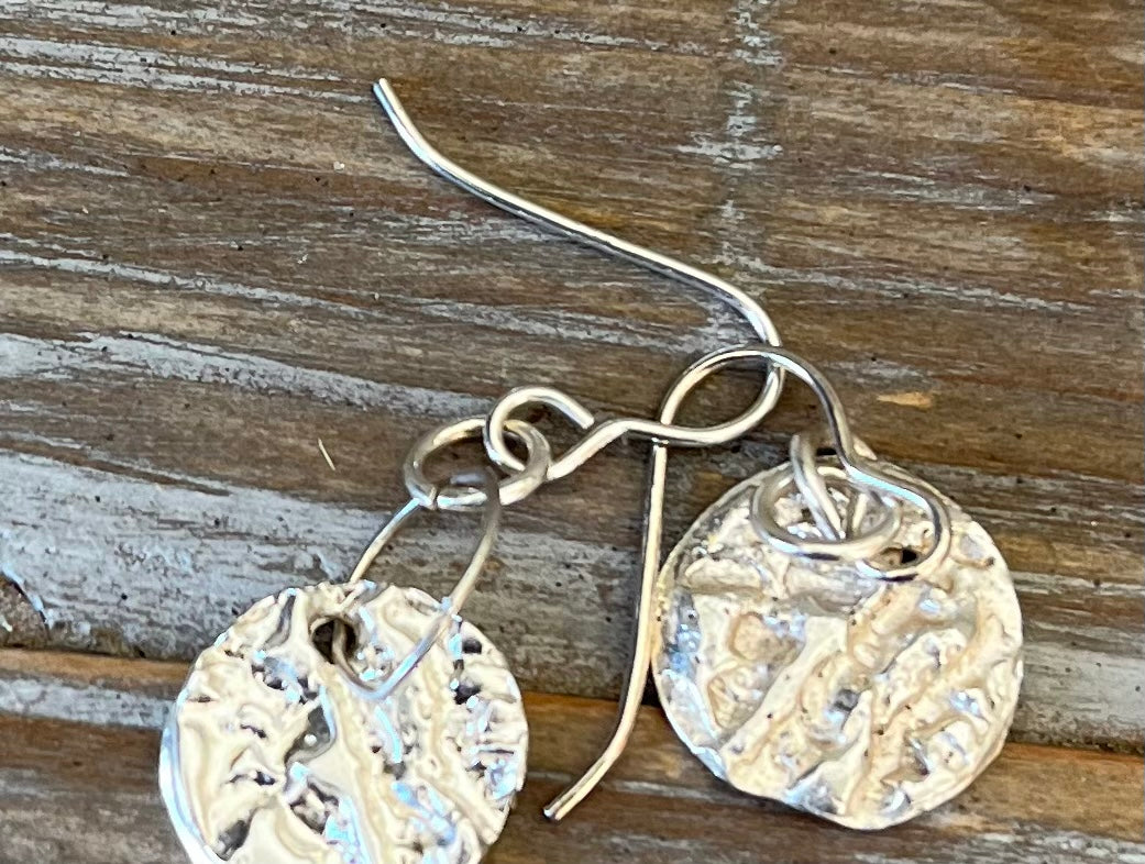 Coastal Collection - Recycled silver droplet earrings - water on sand